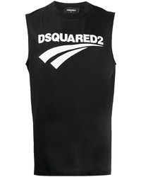 schwarzes und weißes bedrucktes Trägershirt von DSQUARED2