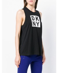 schwarzes und weißes bedrucktes Trägershirt von DKNY
