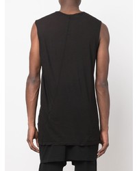 schwarzes und weißes bedrucktes Trägershirt von Rick Owens DRKSHDW