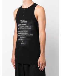 schwarzes und weißes bedrucktes Trägershirt von Yohji Yamamoto