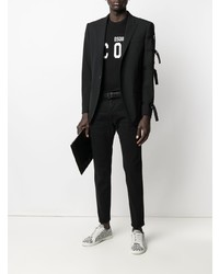 schwarzes und weißes bedrucktes Trägershirt von DSQUARED2