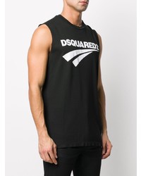 schwarzes und weißes bedrucktes Trägershirt von DSQUARED2