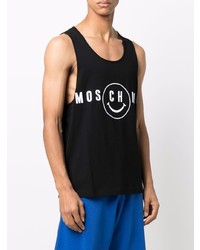 schwarzes und weißes bedrucktes Trägershirt von Moschino