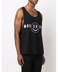 schwarzes und weißes bedrucktes Trägershirt von Moschino