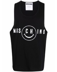 schwarzes und weißes bedrucktes Trägershirt von Moschino