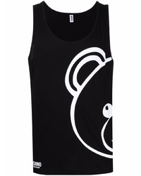 schwarzes und weißes bedrucktes Trägershirt von Moschino