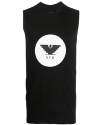 schwarzes und weißes bedrucktes Trägershirt von Rick Owens
