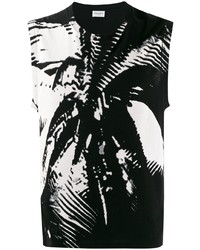 schwarzes und weißes bedrucktes Trägershirt von Saint Laurent