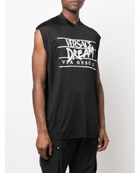 schwarzes und weißes bedrucktes Trägershirt von Versace