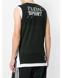 schwarzes und weißes bedrucktes Trägershirt von Plein Sport