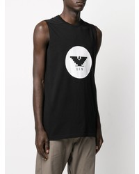 schwarzes und weißes bedrucktes Trägershirt von Rick Owens