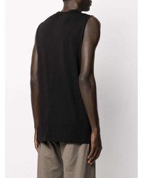 schwarzes und weißes bedrucktes Trägershirt von Rick Owens