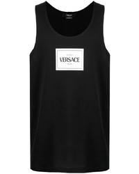 schwarzes und weißes bedrucktes Trägershirt von Versace