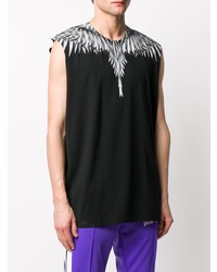 schwarzes und weißes bedrucktes Trägershirt von Marcelo Burlon County of Milan