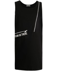 schwarzes und weißes bedrucktes Trägershirt von Yohji Yamamoto