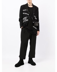 schwarzes und weißes bedrucktes Trägershirt von Yohji Yamamoto