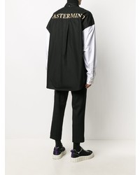 schwarzes und weißes besticktes Langarmhemd von Mastermind Japan