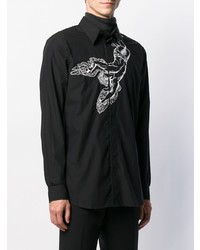 schwarzes und weißes besticktes Langarmhemd von Givenchy