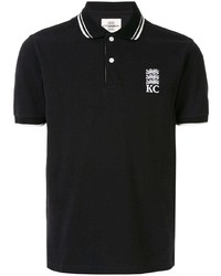 schwarzes und weißes besticktes Polohemd von Kent & Curwen