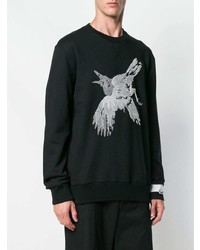 schwarzes und weißes besticktes Sweatshirt von Lanvin