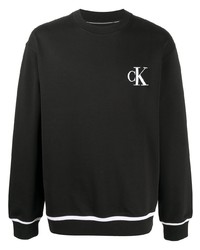 schwarzes und weißes besticktes Sweatshirt von Calvin Klein Jeans