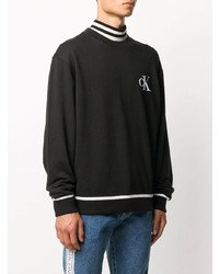 schwarzes und weißes besticktes Sweatshirt von Calvin Klein Jeans