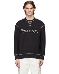 schwarzes und weißes besticktes Sweatshirt von JW Anderson