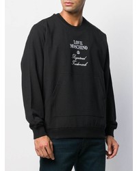 schwarzes und weißes besticktes Sweatshirt von Love Moschino