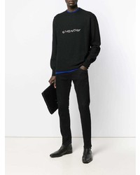 schwarzes und weißes besticktes Sweatshirt von Givenchy