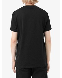 schwarzes und weißes besticktes T-Shirt mit einem Rundhalsausschnitt von Burberry