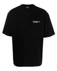 schwarzes und weißes besticktes T-Shirt mit einem Rundhalsausschnitt von Balenciaga
