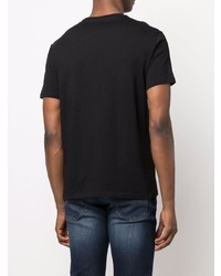 schwarzes und weißes besticktes T-Shirt mit einem Rundhalsausschnitt von Armani Exchange