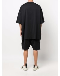 schwarzes und weißes besticktes T-Shirt mit einem Rundhalsausschnitt von Rick Owens X Champion