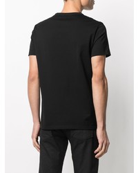 schwarzes und weißes besticktes T-Shirt mit einem Rundhalsausschnitt von Alexander McQueen