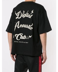 schwarzes und weißes besticktes T-Shirt mit einem Rundhalsausschnitt von Maison Mihara Yasuhiro