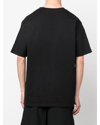schwarzes und weißes besticktes T-Shirt mit einem Rundhalsausschnitt von Balmain