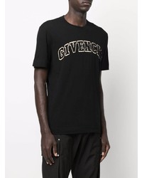 schwarzes und weißes besticktes T-Shirt mit einem Rundhalsausschnitt von Givenchy