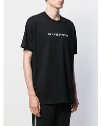 schwarzes und weißes besticktes T-Shirt mit einem Rundhalsausschnitt von Givenchy