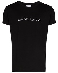 schwarzes und weißes besticktes T-Shirt mit einem Rundhalsausschnitt von Nasaseasons