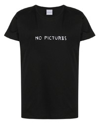 schwarzes und weißes besticktes T-Shirt mit einem Rundhalsausschnitt von Nasaseasons