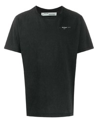 schwarzes und weißes besticktes T-Shirt mit einem Rundhalsausschnitt von Off-White