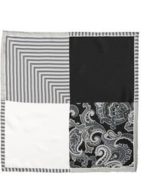 schwarzes und weißes Einstecktuch mit Paisley-Muster