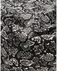 schwarzes und weißes Einstecktuch mit Paisley-Muster von Reclaimed Vintage