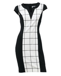 schwarzes und weißes figurbetontes Kleid mit Karomuster von Heine