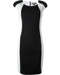 schwarzes und weißes figurbetontes Kleid