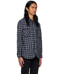 schwarzes und weißes Flanell Langarmhemd mit Karomuster von Comme des Garcons Homme