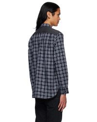 schwarzes und weißes Flanell Langarmhemd mit Karomuster von Comme des Garcons Homme