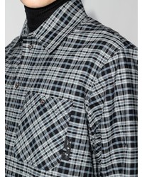 schwarzes und weißes Flanell Langarmhemd mit Schottenmuster von Off-White