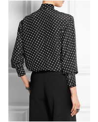 schwarzes und weißes gepunktetes Chiffon Businesshemd von Bottega Veneta
