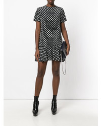 schwarzes und weißes gepunktetes gerade geschnittenes Kleid von Saint Laurent